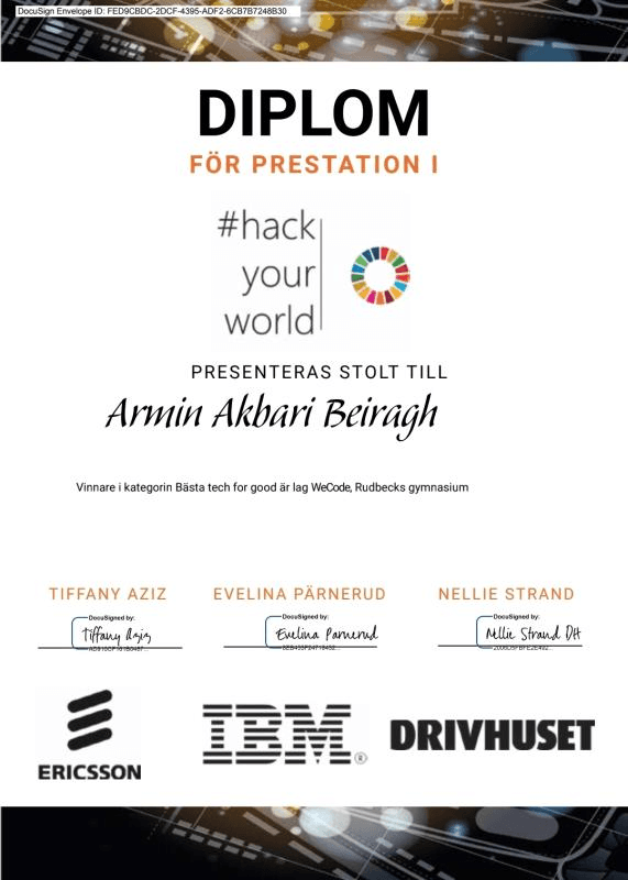 Hack Your World diploma