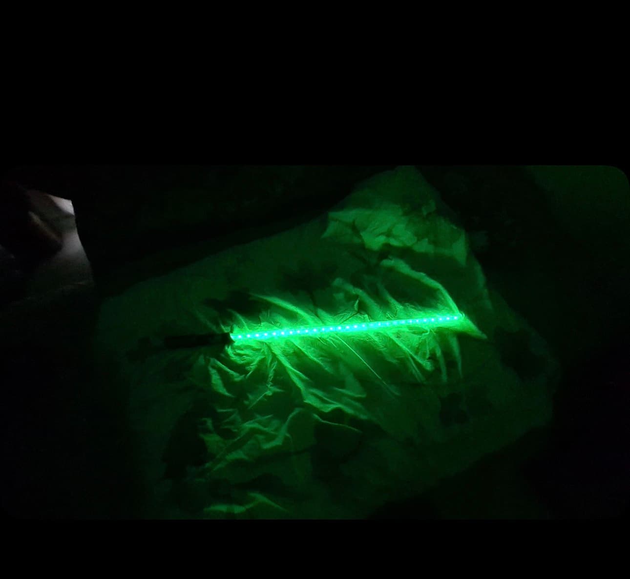 The blade running green